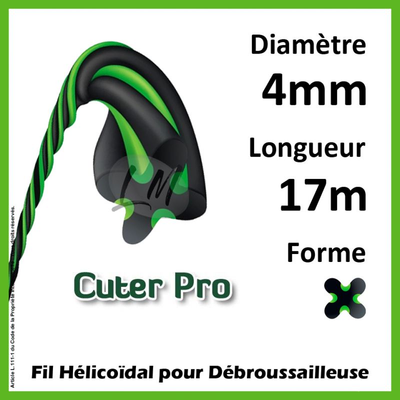 Fil débroussailleuse Hélicoïdal Cuter Pro 4mm x 17m