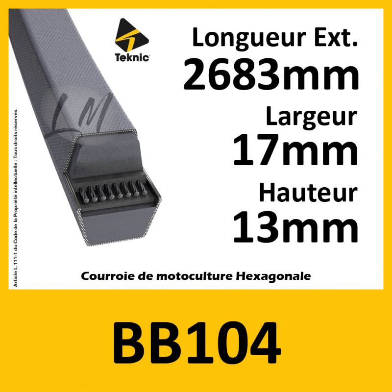 Courroie Hexagonale BB104 - Teknic