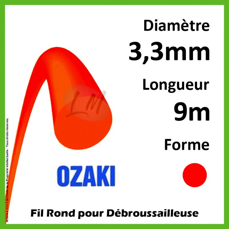 Fil Rond Ozaki Rouge 3,3mm x 9m