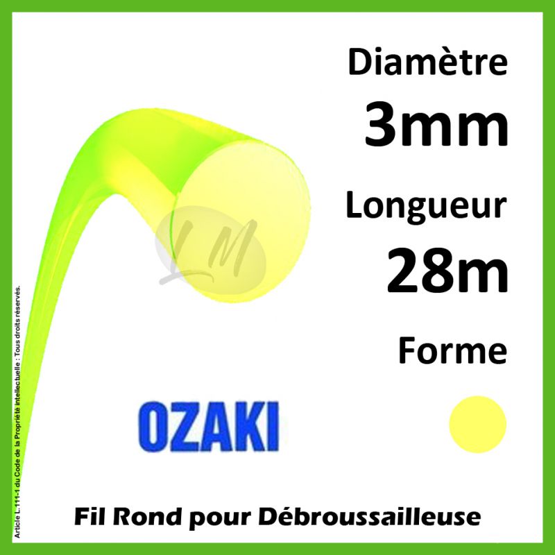 Fil Rond Ozaki Premium Line Jaune Fluo 3mm x 28m