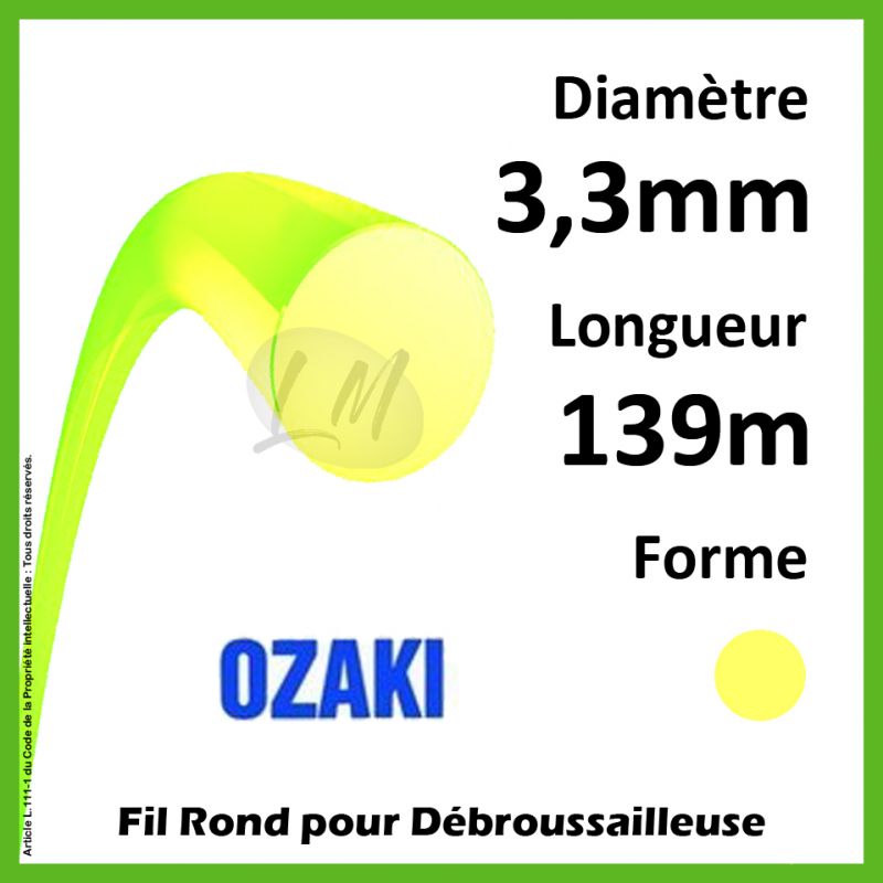 Fil Rond Ozaki Premium Line Jaune Fluo 3,3mm x 139m